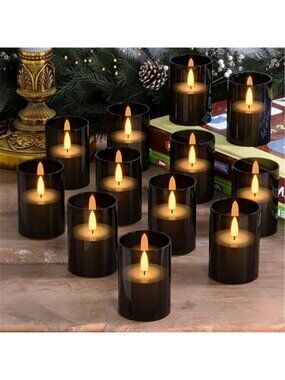 Flameless LED Pillar Candles Battery Operated Timer Flickering Tealight Decor
